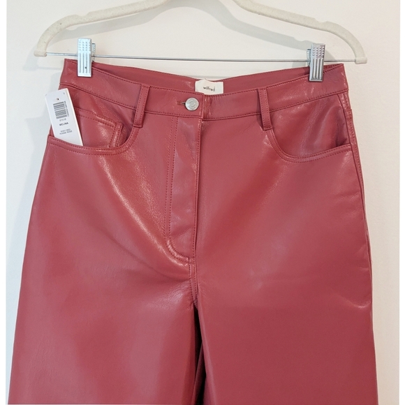 Wilfred Melina Vegan Leather Pant In Rosy Red - Picture 2 of 8